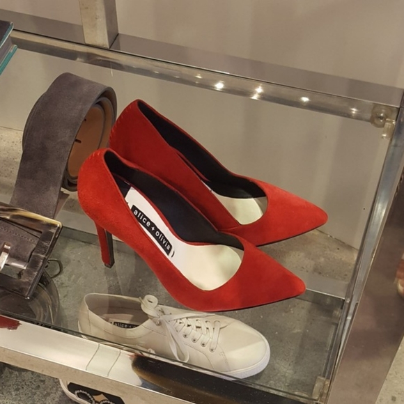 Alice and Olivia Dina Ruby Prime Suede High Heels - Picture 5 of 5